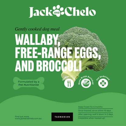 Wallaby, Free-Range Eggs and Broccoli Meal