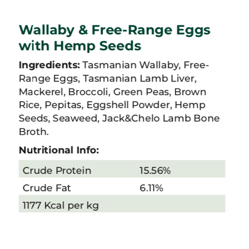 Wallaby and Free-Range Eggs with Hemp Seeds, 200g